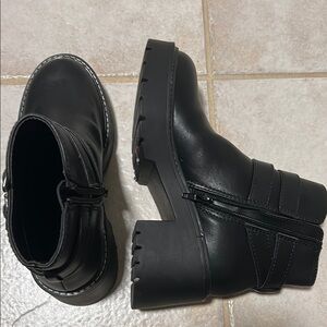 Madden Girl Black Heeled Boots with Ankle Strap